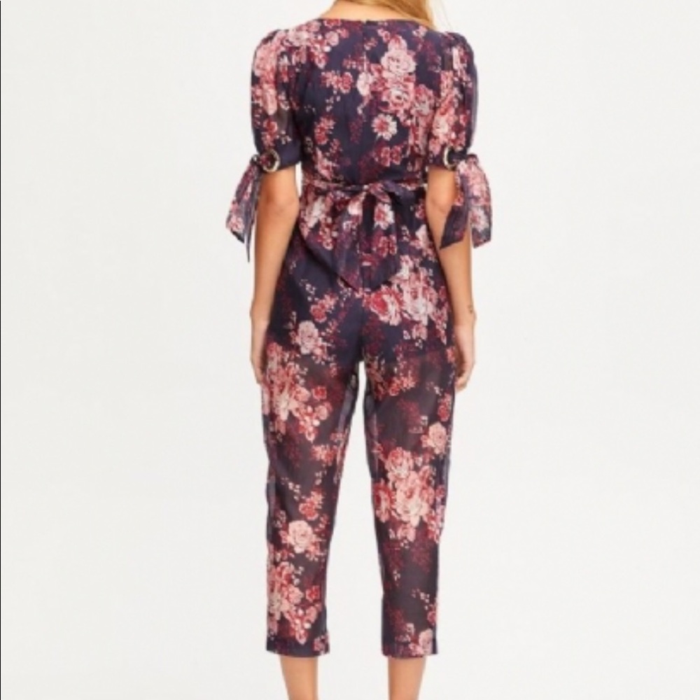 Alice McCall Everything Short Sleeve Plunging Sheer Floral Jumpsuit 0 - Picture 5 of 8